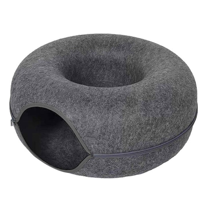 [Hometech] Round Donut Cat Bed with Plush Cushion