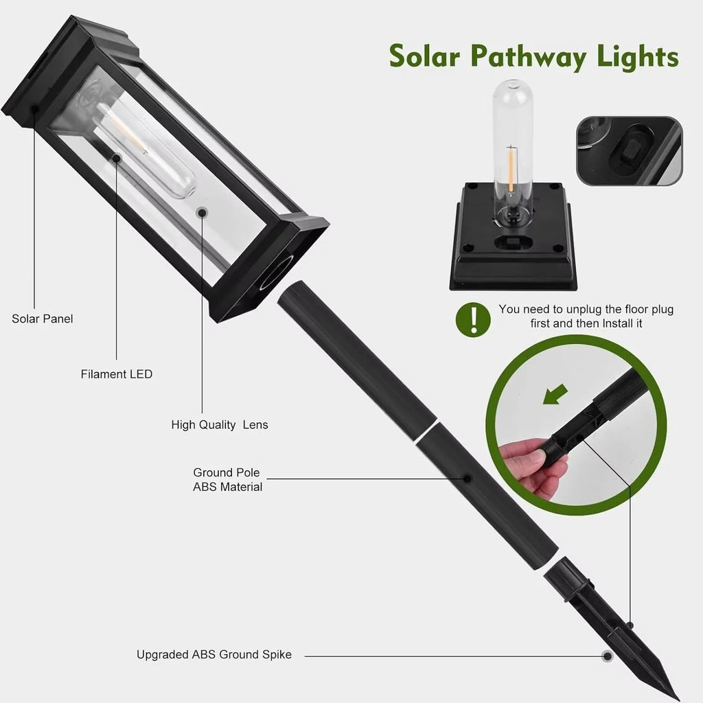[Hometech] Solar Powered Path Lights for Outdoor Walkways, Set of 2