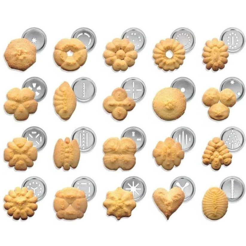 [Hometech] Aluminum Cookie Press Set with 20 Disc Shapes and 4 Piping Nozzles