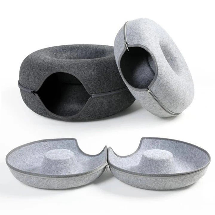[Hometech] Round Donut Cat Bed with Plush Cushion