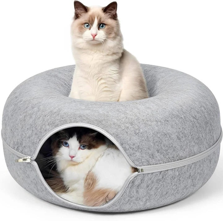 [Hometech] Round Donut Cat Bed with Plush Cushion