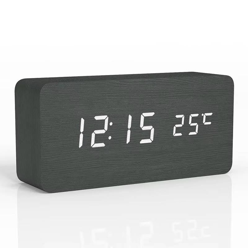 [Hometech] Digital Wood Grain Alarm Clock with 3 Alarms and Adjustable Brightness