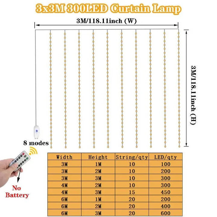 [Hometech] USB Powered LED Curtain String Lights for Indoor or Outdoor Use