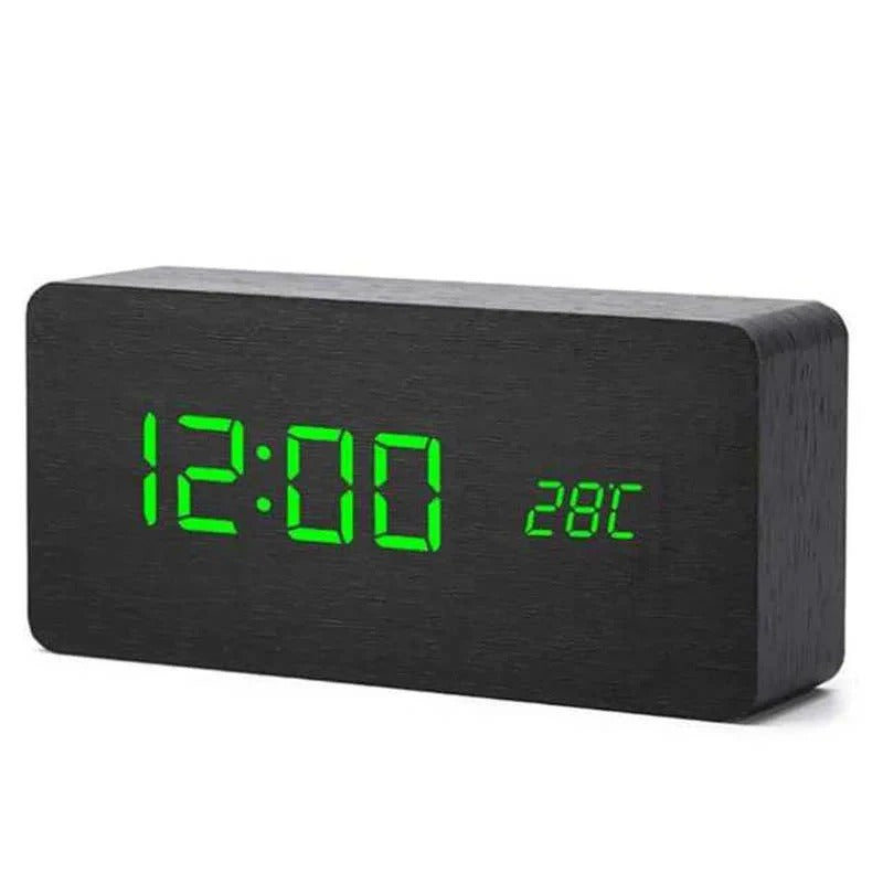[Hometech] Digital Wood Grain Alarm Clock with 3 Alarms and Adjustable Brightness