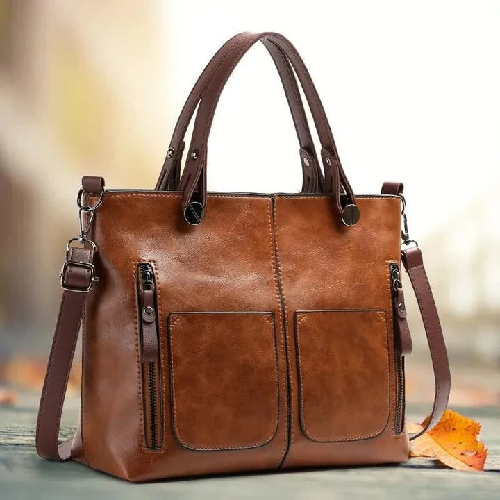 [Hometech] Classic Leather Handbag with Minimalist Design