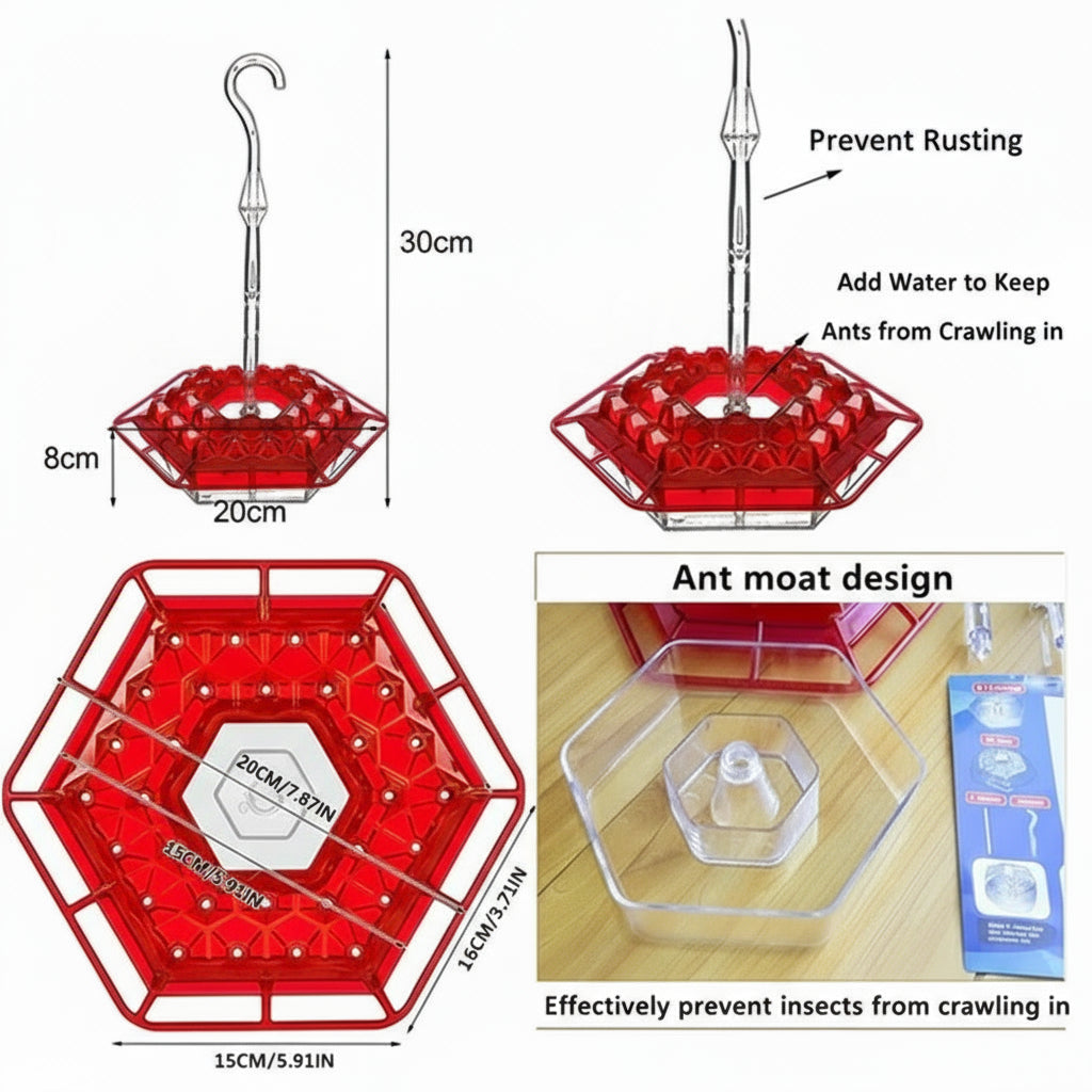 [Hometech] Hanging Hummingbird Feeder Ant Proof Design with Moat