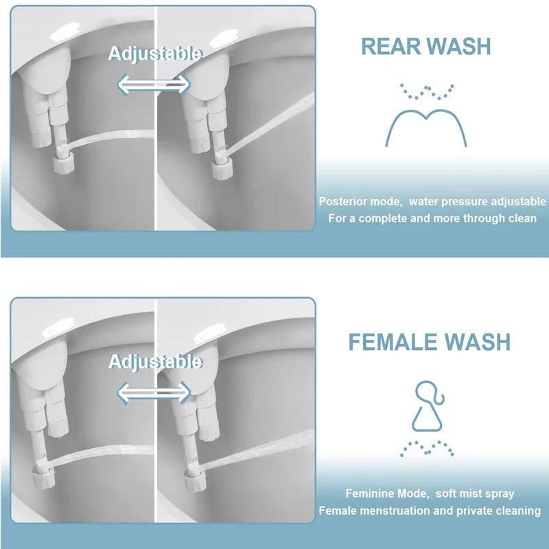 [Hometech] Dual Nozzle Toilet Bidet Attachment with Rear and Gentle Wash