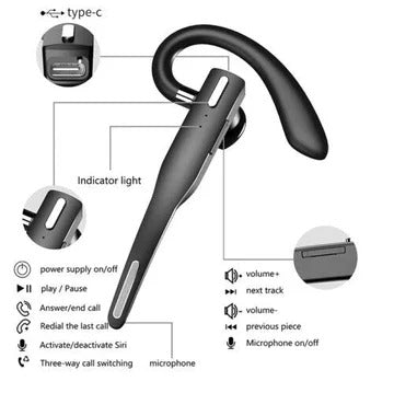 [Hometech] Bluetooth 5.1 Trucker Headset with Dual Mic Noise Cancelling