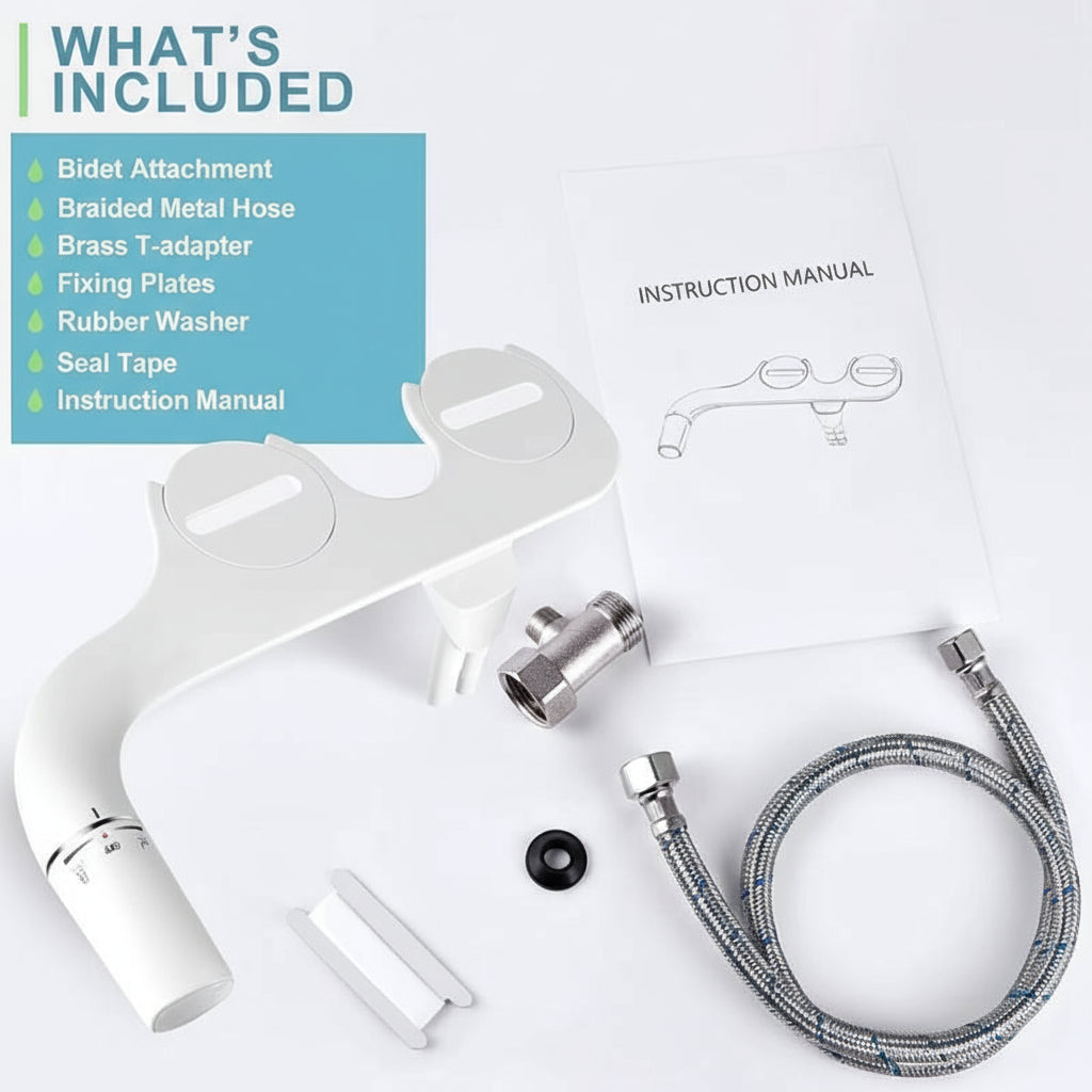 [Hometech] Dual Nozzle Toilet Bidet Attachment with Rear and Gentle Wash
