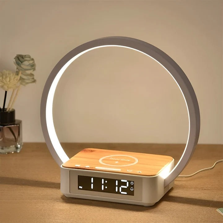 [Hometech] 3 in 1 Bedside Table Lamp with Wireless Charging and Digital Alarm Clock