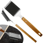 [Hometech] 2-Piece Grill Cleaning Brush, Wooden Handle and Metal Scraper Head