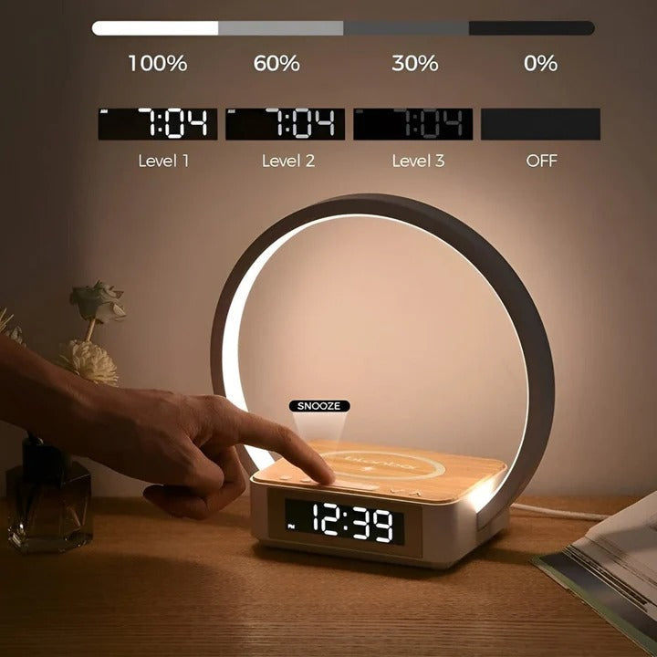 [Hometech] 3 in 1 Bedside Table Lamp with Wireless Charging and Digital Alarm Clock