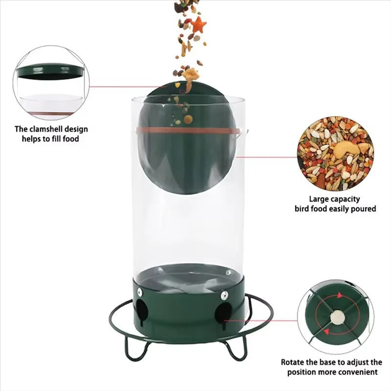 [Hometech] Window Mounted Metal Bird Feeder and Weight-Activated Perch for Seed Feeding