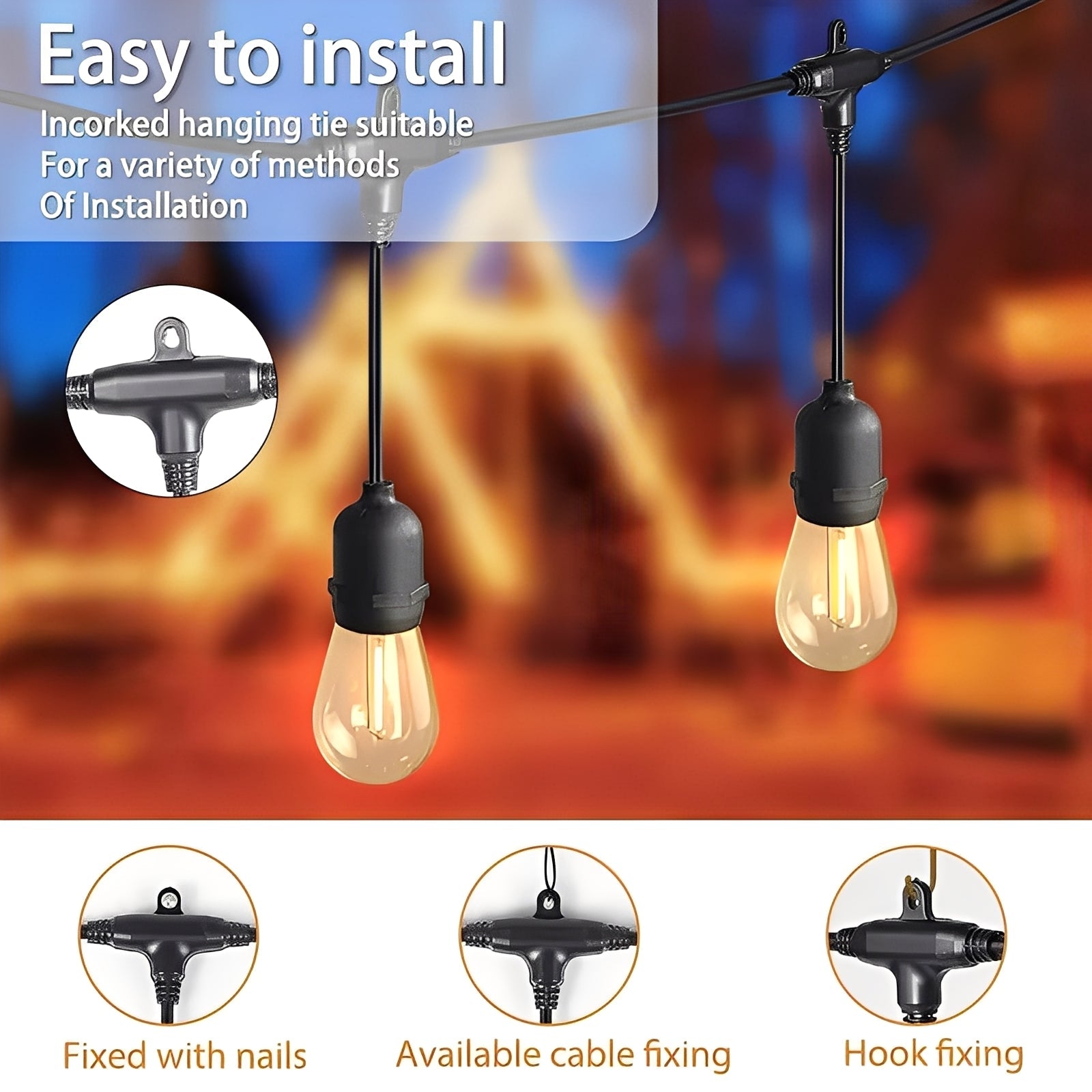 [Hometech] Outdoor LED String Lights with E27 Sockets and 220V Power