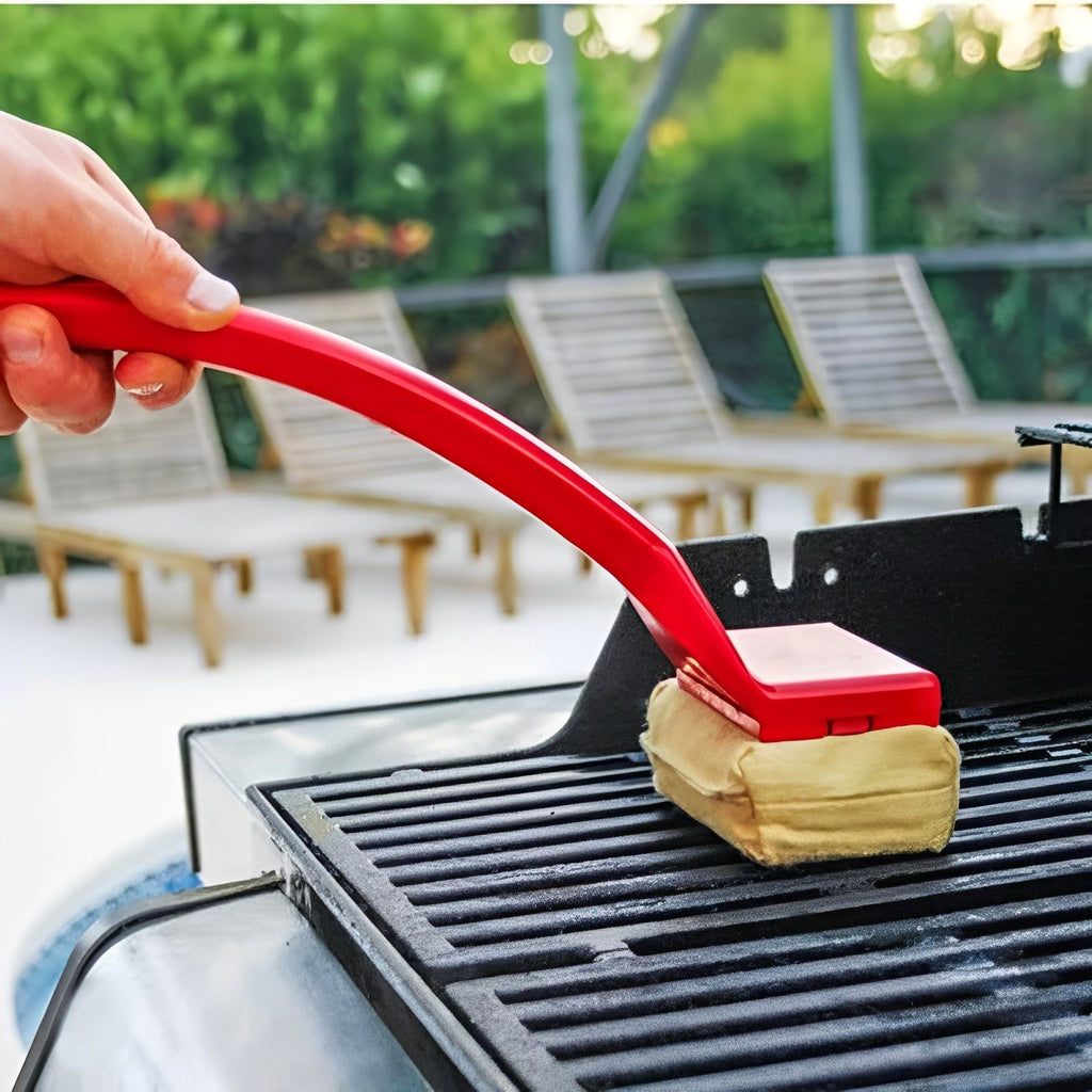 [Hometech] Long Handle BBQ Grill Cleaner Brush with Steam Scrub Pad