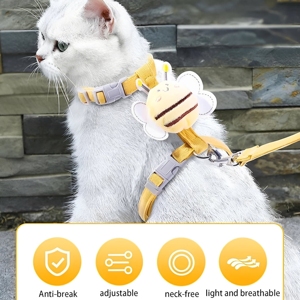 [Hometech] Cat Harness and Collar with Adjustable Straps
