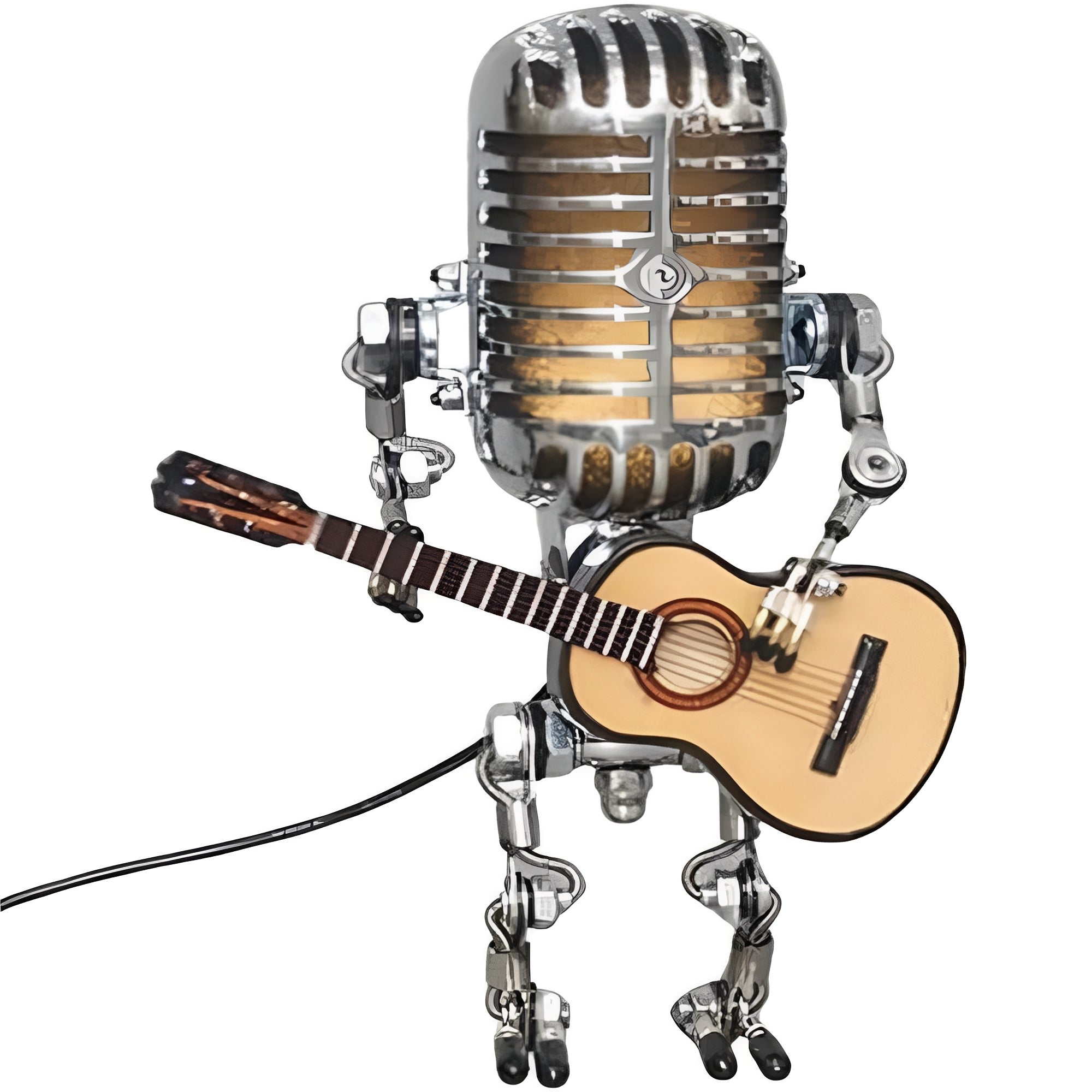 [Hometech] Retro LED Decorative Desk Light with Vintage Microphone Robot Design