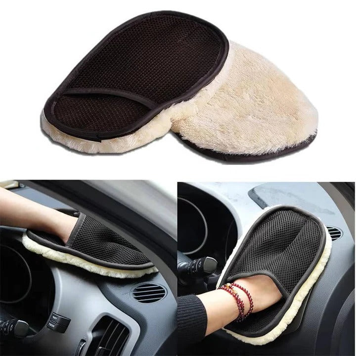 [Hometech] Microfiber Car Cleaning Towel with Dual Sided Wool and Mesh
