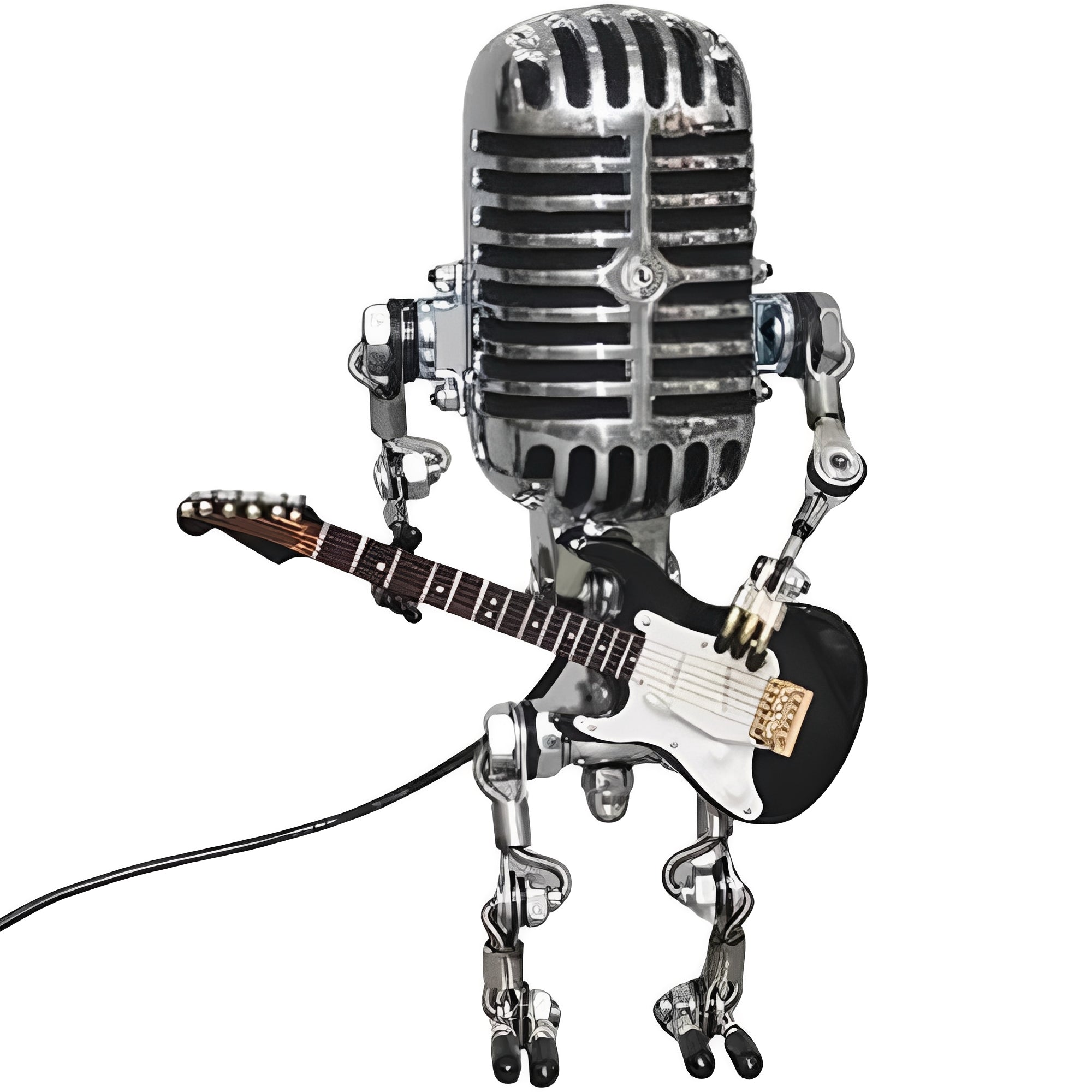 [Hometech] Retro LED Decorative Desk Light with Vintage Microphone Robot Design