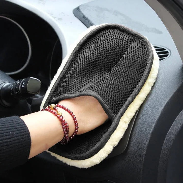 [Hometech] Microfiber Car Cleaning Towel with Dual Sided Wool and Mesh