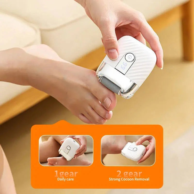 [Hometech] USB Rechargeable Electric Foot File with 3 Interchangeable Grinding Heads, Dual Speed and LED Light