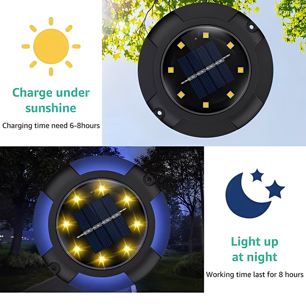 [Hometech] Outdoor Solar LED Ground Lights with Disk Style Design