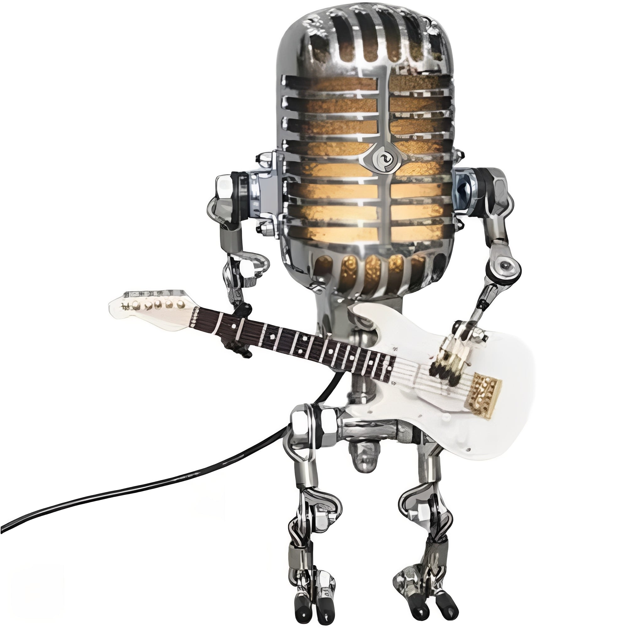 [Hometech] Retro LED Decorative Desk Light with Vintage Microphone Robot Design