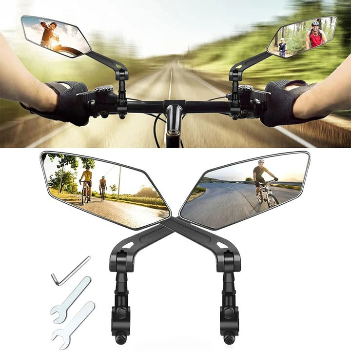 [Hometech] 2 Pack Bicycle Handlebar Mirrors, 360 Degree Swivel Rotation