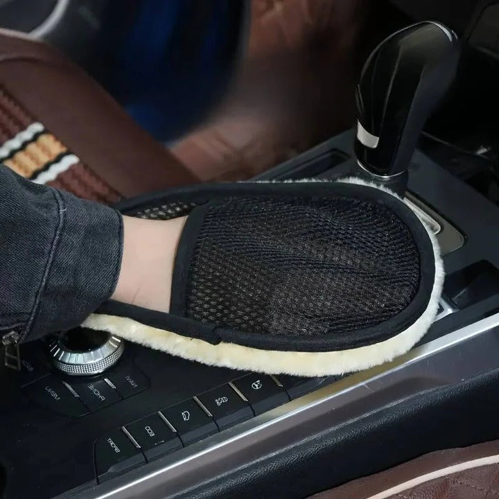 [Hometech] Microfiber Car Cleaning Towel with Dual Sided Wool and Mesh