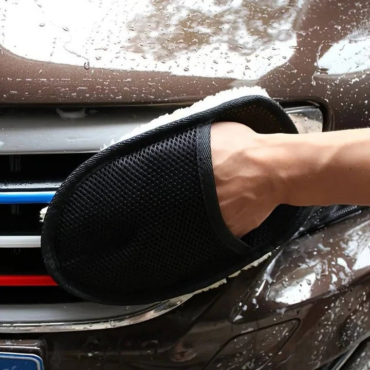 [Hometech] Microfiber Car Cleaning Towel with Dual Sided Wool and Mesh