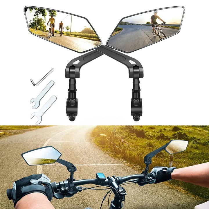 [Hometech] 2 Pack Bicycle Handlebar Mirrors, 360 Degree Swivel Rotation