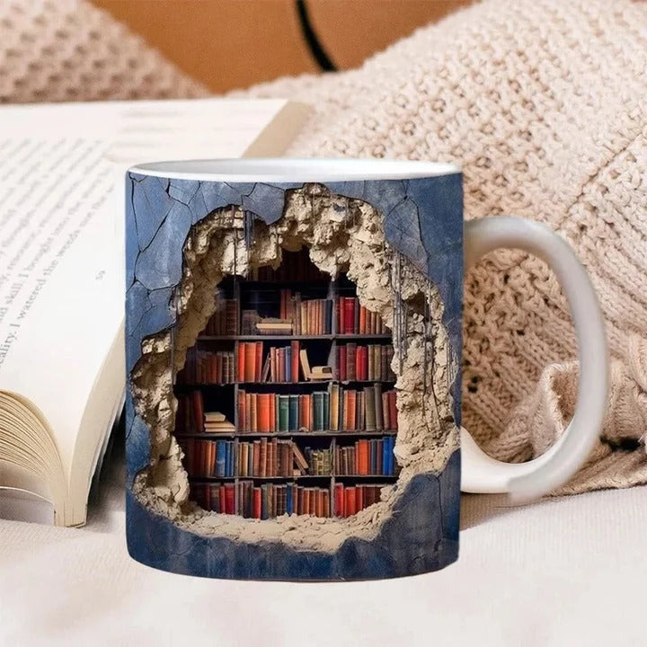 [Hometech] 3D Bookshelf Design Ceramic Mug