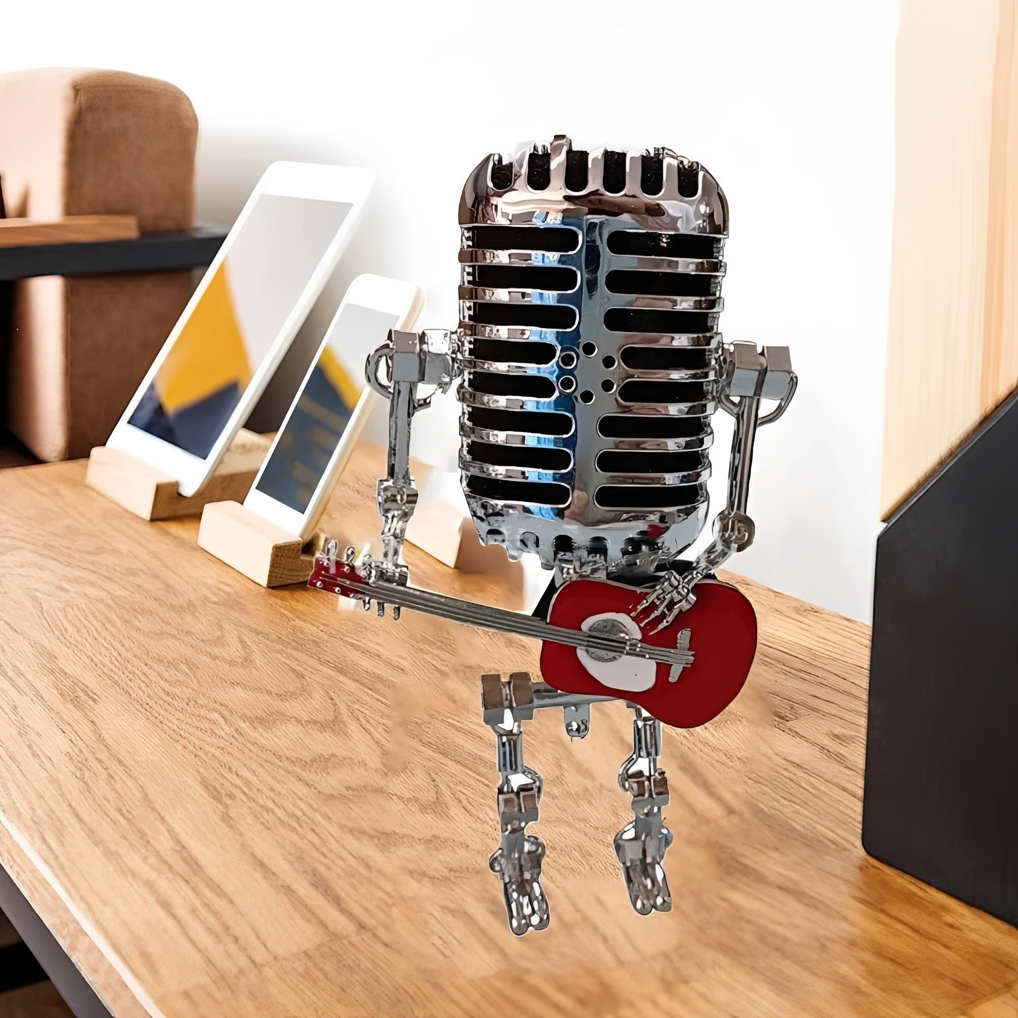 [Hometech] Retro LED Decorative Desk Light with Vintage Microphone Robot Design