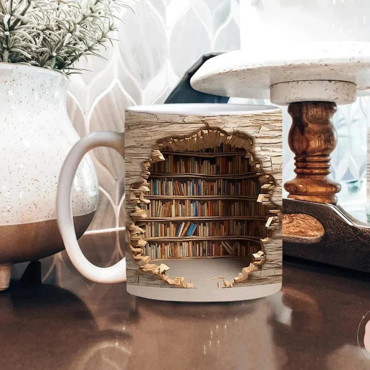 [Hometech] 3D Bookshelf Design Ceramic Mug