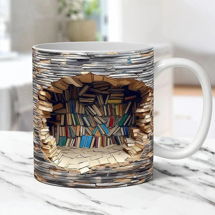 [Hometech] 3D Bookshelf Design Ceramic Mug