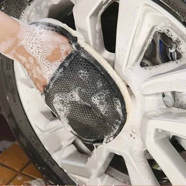 [Hometech] Microfiber Car Cleaning Towel with Dual Sided Wool and Mesh