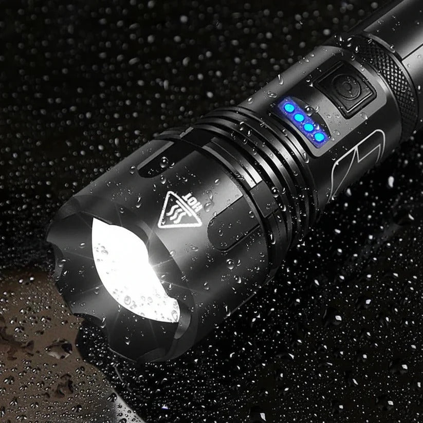 [Hometech] USB Rechargeable Aluminum Flashlight with Battery Indicator