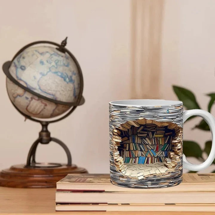 [Hometech] 3D Bookshelf Design Ceramic Mug