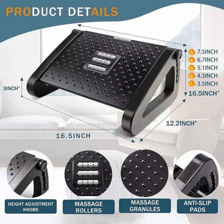 [Hometech] Adjustable Under Desk Foot Rest with Dual Texture Surface