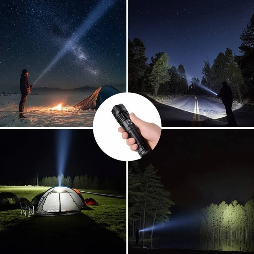 [Hometech] USB Rechargeable Aluminum Flashlight with Battery Indicator