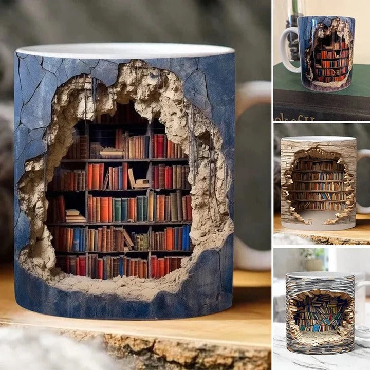 [Hometech] 3D Bookshelf Design Ceramic Mug