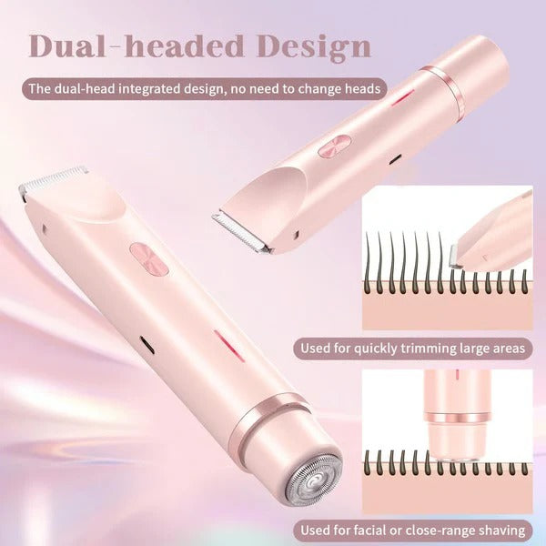 [Hometech] Women’s Dual Head Body Trimmer with IPX7 Waterproof  Rechargeable Design