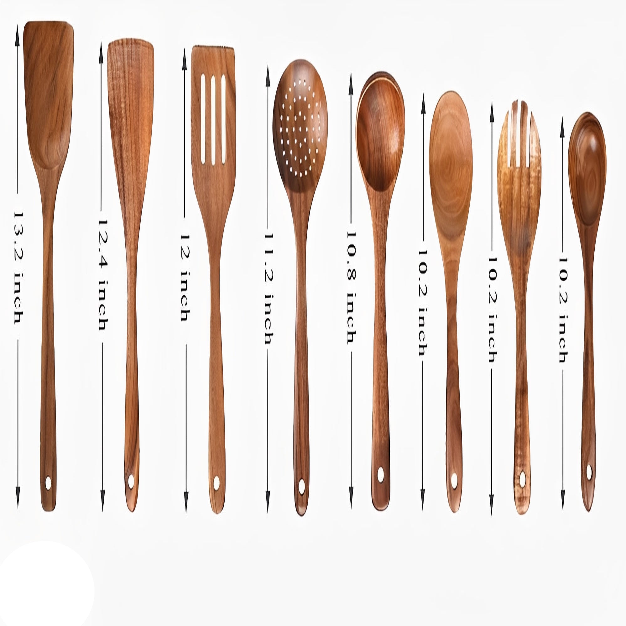 [Hometech] Solid Teak Wood Cooking Tools Utensil, 8 Piece Set