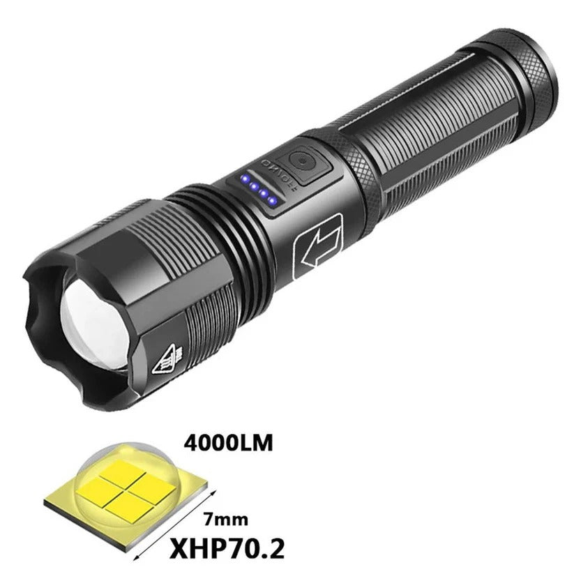 [Hometech] USB Rechargeable Aluminum Flashlight with Battery Indicator