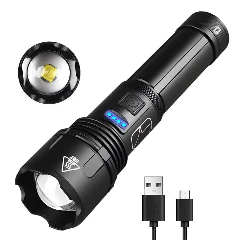 [Hometech] USB Rechargeable Aluminum Flashlight with Battery Indicator