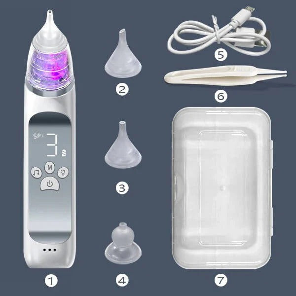 [Hometech] Rechargeable Electric Nasal Aspirator for Babies, 3 Suction Modes with Music