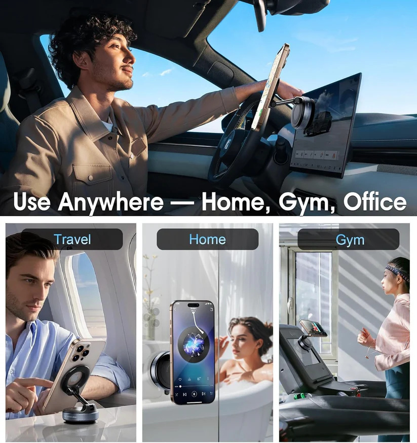 [Hometech] Foldable Magnetic Car Phone Mount with 360 Degree Hands Free Rotation
