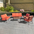 [Hometech] Auresta 5-Piece Outdoor Sofa Set in Orange with Coffee Table