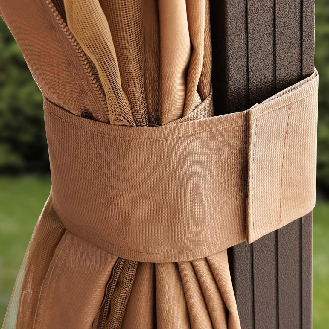 [Hometech] Seranta Brown Outdoor Gazebo with Netting & Aluminium Frame