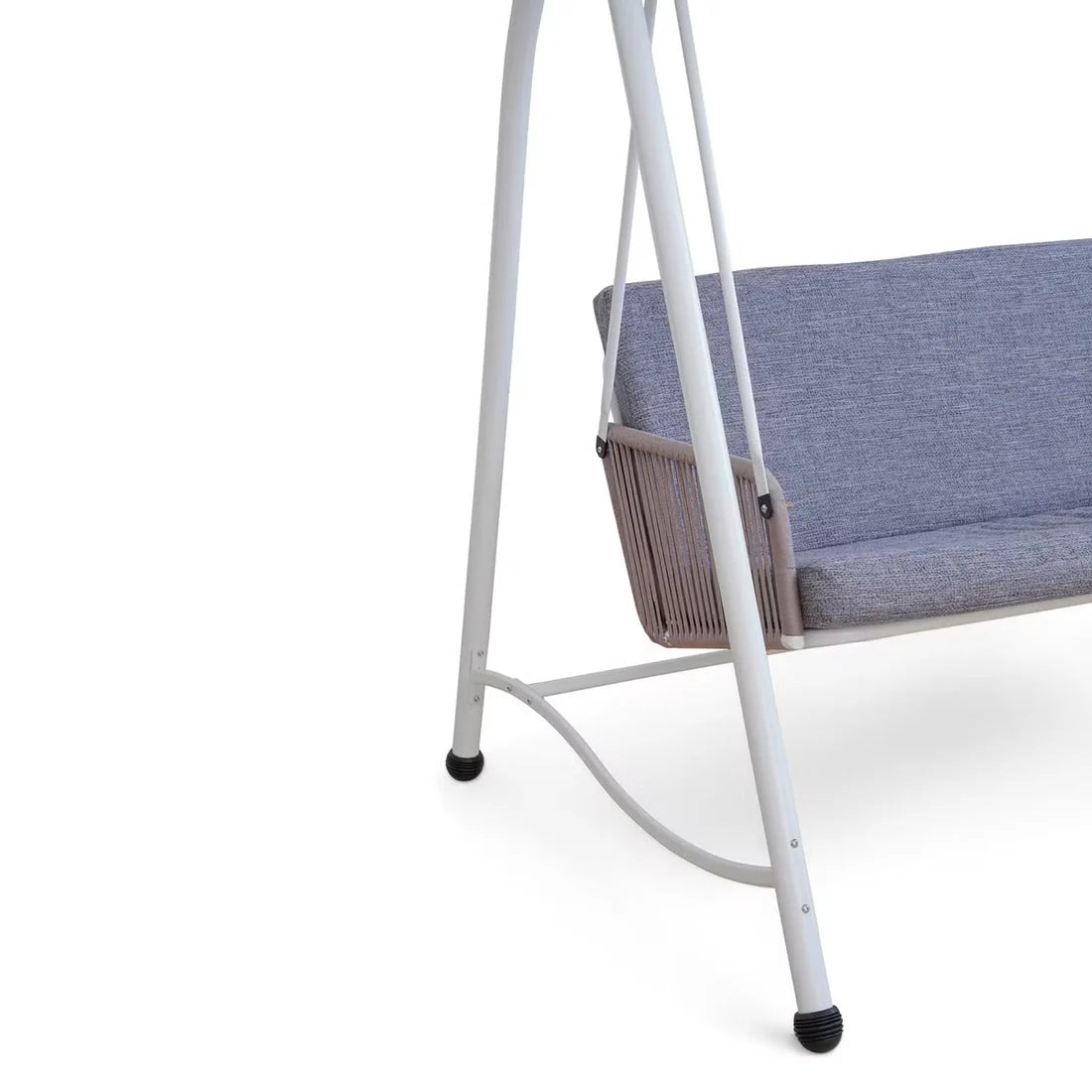 [Hometech] Serela 3-Seater Outdoor Swing Chair, White Steel Frame with Grey Cushions